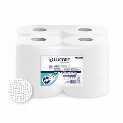 Lucart Aquastream 150 toalettpapír , 2r., hófehér, 150m/tek., 12tek./zsugor