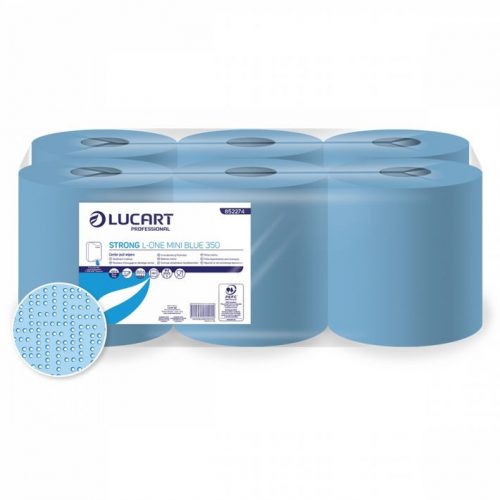 Lucart Strong L-One Mini Blue 350 kéztörlő, 2r., kék, 350lap/tek., 6tek./zsugor